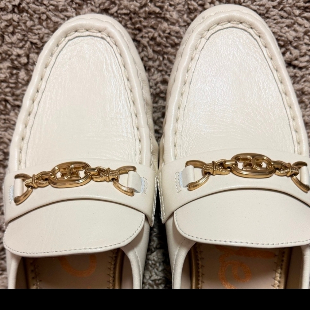 Sam Edelman Women's Cream Loafers Gold Hardware Size 11 - Picture 3 of 14